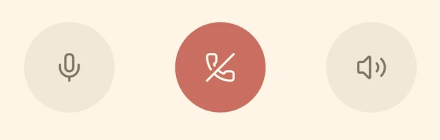 Call controls: mute, end call and speaker.